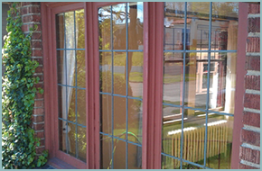 A window with a view of the street.